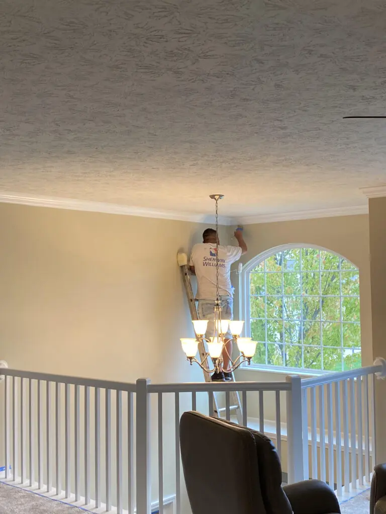 House painter on a ladder. Questions to ask a house painter before you hire them